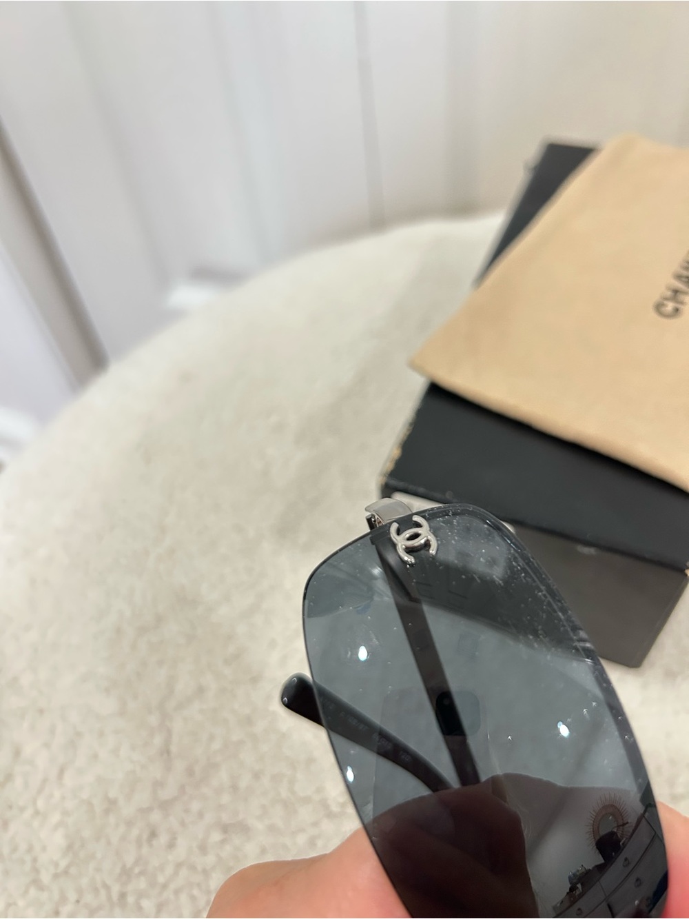 Chanel 4113 Rimless CC Logo Sunglasses Silver Gray 65-15-120 with Box & Pouch - Picture 13 of 14